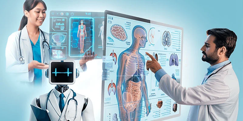 Future of RPM & Telemedicine in UAE AI-driven healthcare monitoring with futuristic digital overlays